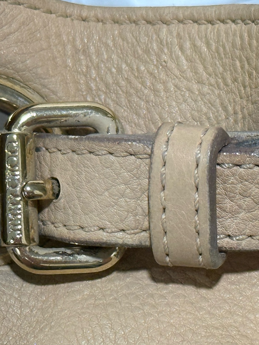 Jimmy Choo Beige Ramona Leather Shoulder Bag with Gold Hardware - Picture 4 of 16
